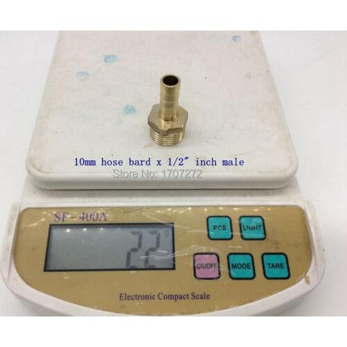 Free shipping copper fitting 10mm Hose Barb x 1/2" inch male BSP Length 38mm Brass Barbed Fitting Coupler Connector Adapter