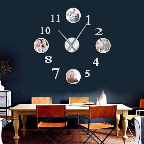 DIY Large Wall Clock Custom Photo Decorative Living Room Photo Picture Family Frame Clock Personalized Images Frame Big Clock