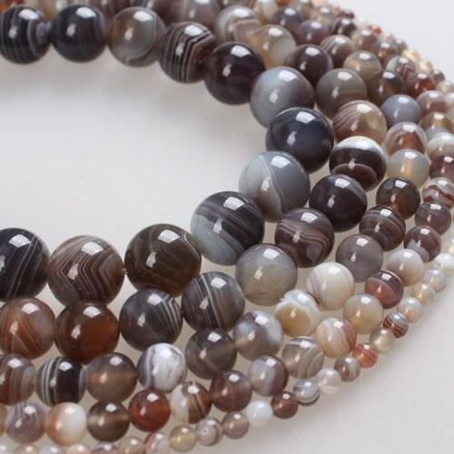 Natural Stone Beads AAA Stripe Botswana Sardonyx Agate Round Loose Beads 4 6 8 10 12mm For Bracelets Necklace Jewelry Making