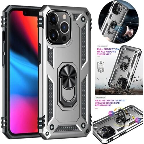 For iPhone 13 11 Pro Max 12 Mini XR XS Max Case Shockproof Armor Stand Holder Car Ring Back Cover for iPhone 6 7 8 Plus SE 2020