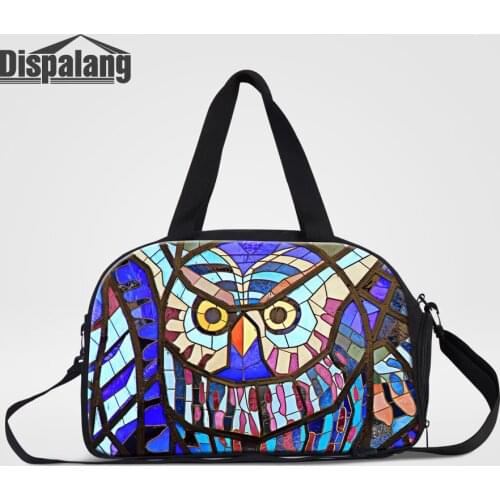 Dispalang Unique Design Luchky Owl Printing Women Travel Duffle Bags With Shoes Pocket Practical Hand Weekend Bag For Girls Trip