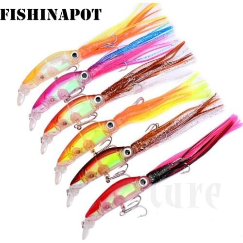 FISHINAPOT 1Pcs 20g/12cm Octopus Squid Jig High Quality Fishing Lure Lifelike Hard Baits with Treble Hook Tackle Wobblers
