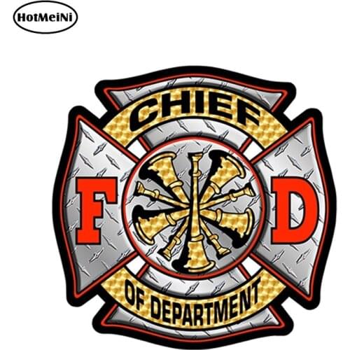HotMeiNi 13cm x 13cm Firefighter Decal - Chief Of Department Diamond Maltese Sticker DIY Car Window Body Decals
