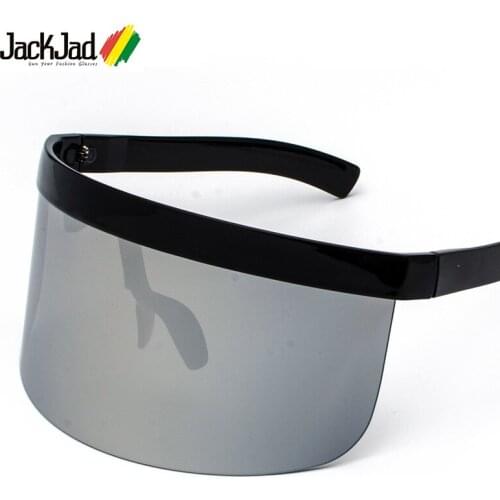 JackJad 2020 Fashion Trend Oversized Shield Mask Style Sunglasses Goggles Brand Design Windproof Sun Glasses Oculos De Sol 6890