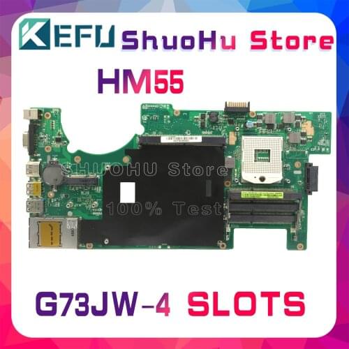 KEFU For ASUS G73JW G73J G73 4-SLOTS REV:2.0 HM55 Laptop Motherboard Tested 100% work original Mainboard