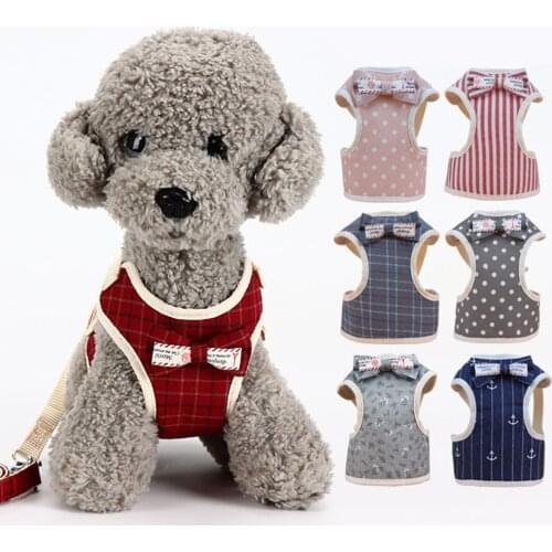 Small Dog Harness and Leash Set Pet Cat Vest Harness with Bowknot Mesh Padded Pet Leads for Small Puppy Dogs Chihuahua Yorkie