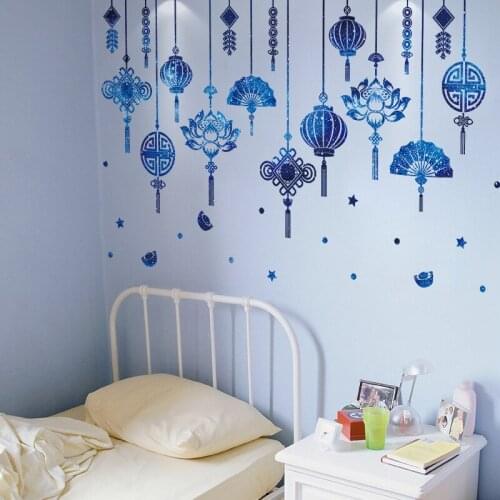 Creative Starry Sky Chinese Knot Wall Stickers Living Room Decoration Lantern Fan Vinyl Art Decals for Furniture Bedroom Decor