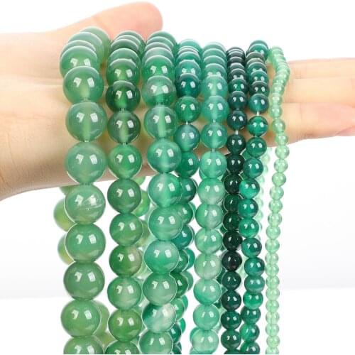 Natural Stone Green Agate Onyx Round Loose Spacer Beads For Jewelry Making DIY Bracelet Necklace Charm Accessories 4/6/8/10/12MM