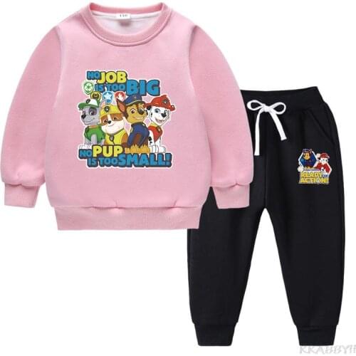 PAW PATROL Fashion 2-12 Years Childrens Clothing Full Suit Boys Hoodie+Trousers Girls Leisure Sports pantsuit 2Pcs