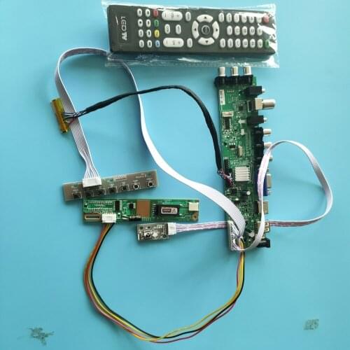 Kit For LP154WX4-TLC3 DVB-C DVB-T VGA CCFL TV USB AV LCD board Panel Controller Digital 15.4" 30pin 1280X800 remote