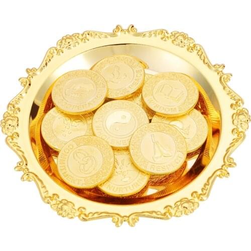 English Gold wedding Coins Catholic Wedding Ceremony Arras de Boda Unity Coin Set with Decorated Tray Plate Bridal Gifts Aras
