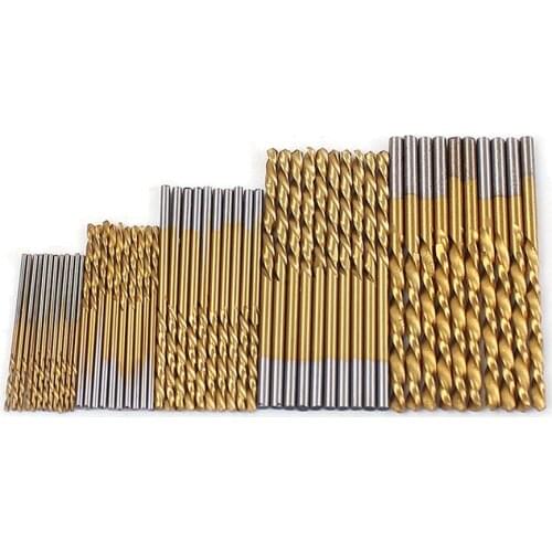50pcs/lot Twist Drill Bit Set 1/1.5/2.0/2.5/3mm Saw HSS Titanium Coated High Steel Woodworking Tools