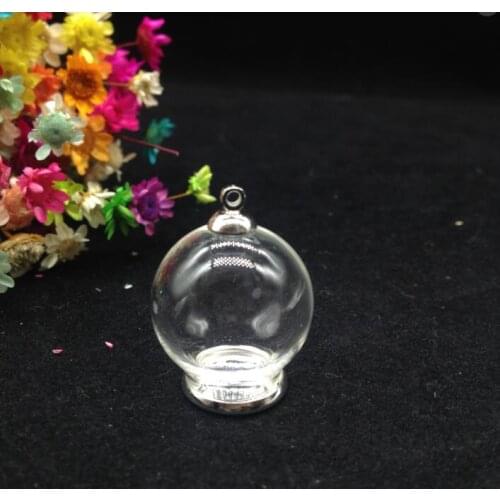 100sets/lot glass wishing bottle globe tray set glass vial pendant glass dome cover glass necklace diy pendants jewelry charms