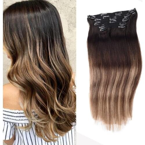 Toysww Clip in Human Hair Extensions Straight Machine Remy Russian Hair 6PC 100G 120G Natural Hair