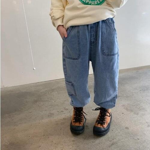 2021 new arrival girls boys denim long pants autumn fashion kids jean pants 2-8 years WS203