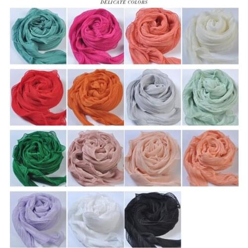 Fashion New 14 Colors Chiffon Sunscreen Shawl Women Long Sleeve Scarf Vintage Cotton Scarves Linen Hijab Solid Indoor Outdoor