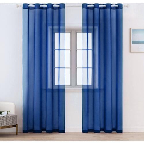 Brown Dark Blue Solid Sheer Voile Curtains French Door Multi-Color Window Tulle Drapery Living Room Balcony Decoration Cortinas