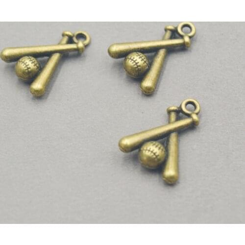 15pcs wholesale charms antique bronze double side Baseball Charms