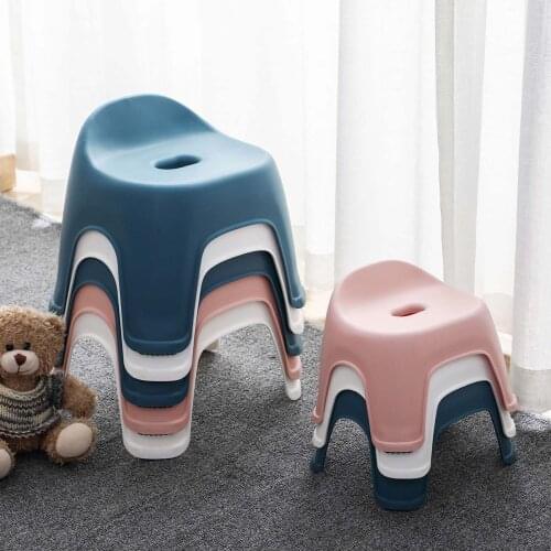 Plastic Backrest Stool Living Room Non-slip Change Shoe Bench Kindergarten Kids Child Study Stool Household Thicken Square Stool