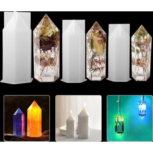 DIY Crystal Silicone Mold 3D Hexagonal Vertebral Candle Mold Craft Handmade Jewelry Making for Epoxy Casting Moldes De Silicona