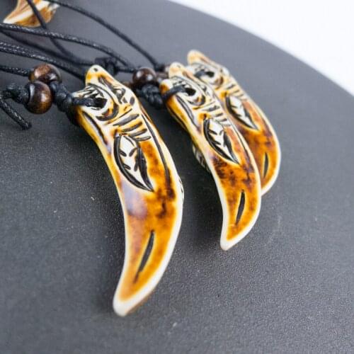 Shark Bone Carving Pendants limitation Yak Bone Material Bone Art Necklace Pendant Vintage Mens Rope Necklaces #GZ202