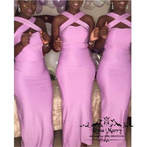 Pink African Mermaid Junior Bridesmaids Dresses for Women 2021 Wedding Party Gowns Plus SIze Formal Prom Wear Maid Of Honors