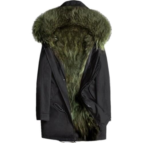 Real Fur Coat Winter Jacket Men Natural Raccoon Fur Parka Men Hooded Warm Long Jackets Plus Size 5xl Veste LSY080391 MY1678