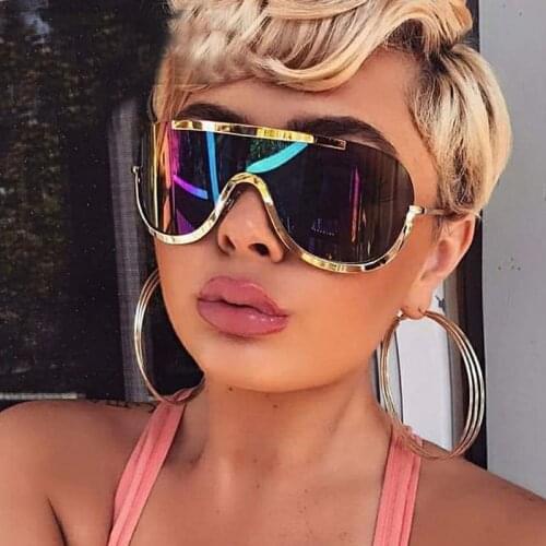 New Vintage Big Square Sunglasses Women Goggles Mens Oversize Sun Glasses Female Fashion Famous Brand Siamese Lens Eyewear Uv400