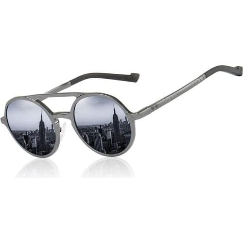 Retro Round Steampunk Sunglasses Aluminum Alloy Mens Polarized Sunglasses Classic Driving Glasses Oculos De Sol UV400 No Box