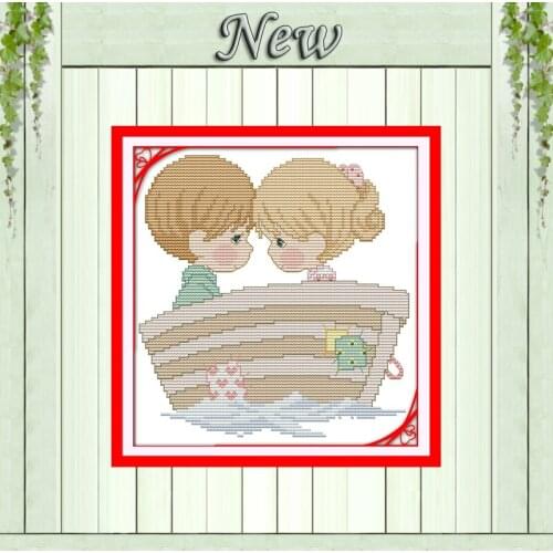 Rallied together lovers kiss painting counted print on canvas DMC 14CT 11CT Chinese Cross Stitch Needlework Sets Embroidery kits