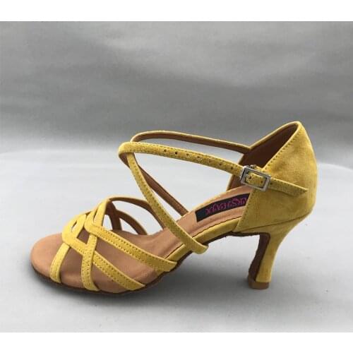 7.5cm heel Latin Dance Shoes For women Salsa shoes pratice shoes comfortable dance shoes MS6228YS Genuine leather