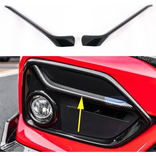 Parts For Honda Civic 2020 2021 Accessories Carbon Fiber Head Front Fog Light Lamp Eyebrow Strips Decoration Cover Trim