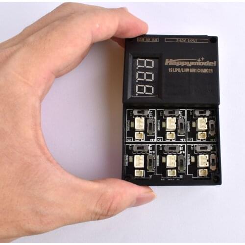 Happymodel 1S06 1S LIPO/LIHV 6In1 Charger 3.7V 3.8V JST1.25 PH2.0 for Brushed Brushless Tinywhoop Mobula6 Mobula7 UR65 UZ65