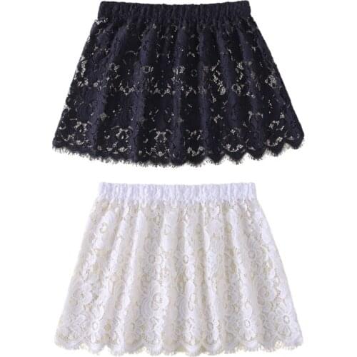 Women Eyelash Floral Lace Shirt Extender Adjustable Layered Faux Top Hem Lower Sweep Mini Skirt Half Slip Underskirt M6CD