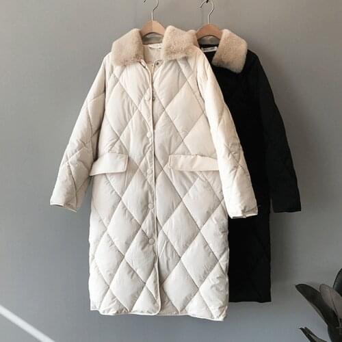 DOUJILI Women 2020 Fashion Coat Long Sleeve Loose Coat Vintage Pockets Soft Fur Collar Female Outerwear Overcoat