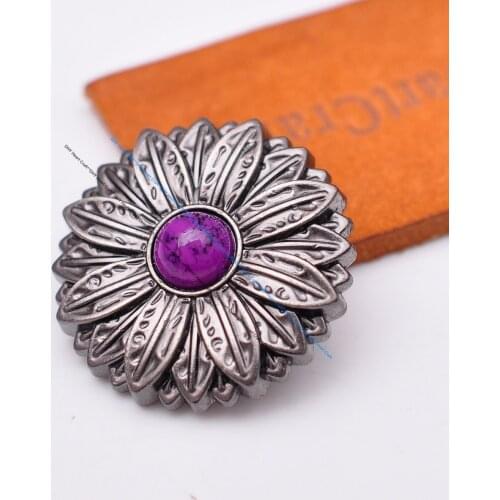 10pcs Blue Turquoise Gunmetal Rose Flower Western Saddle Leathercraft Conchos For Leather Beast Collar Handbag Ornament