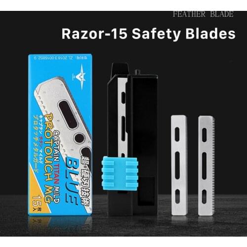15pcs/box Safety Mesh Razor Blades Used For Shaving & Hair Removal Single-sided Blade Stainless Steel Blades For Feather Razor