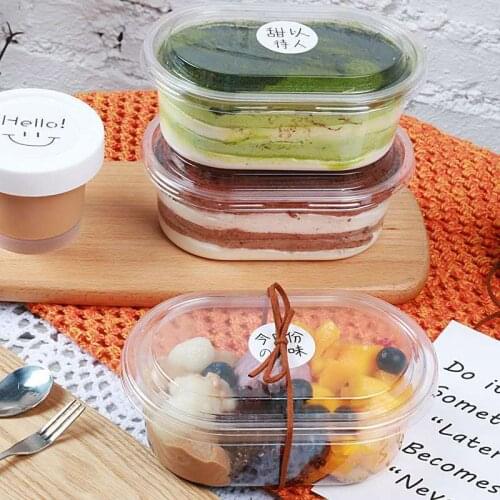 25pcs High quality creative Tiramisu cake pastry clear plastic box 450ml ice cream cup favors dessert box packaging cup with lid