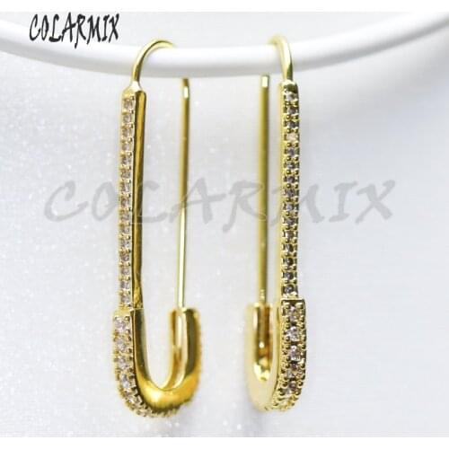 3 Pairs Round Zircon earrings Gold color Clasp shape earrings Zircon earrings Jewelry earrings for women 51026