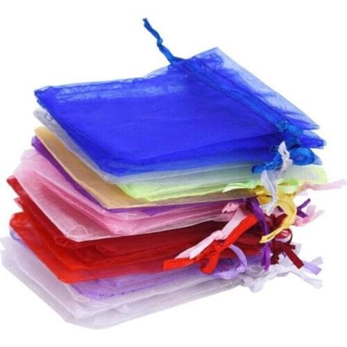 50pcs Organza Bags 7x9 9x12 13x18cm For Jewelry/ Food / Cookies /Candy Packing Drawstring Christmas Wedding Party Gifts Bags 5z