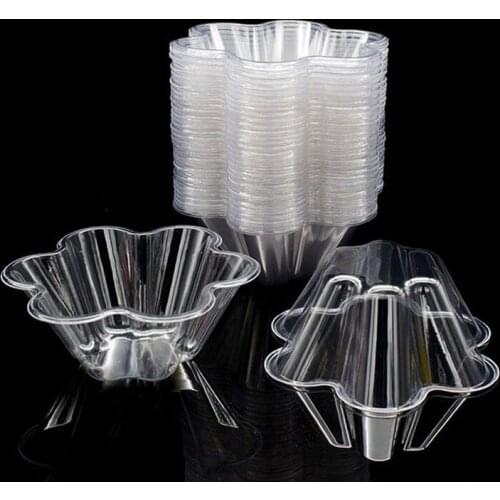 50pcs Disposable Ice Cream Cup Pudding Jelly Yogurt Fruit Salad Plastic Transparent Cups for Wedding Birthday Party