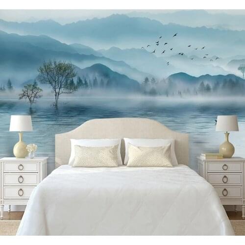 Custom Photo Abstract Ink Mountain Water Mural Chinese Style Study Room Living Room Bedroom Backdrop Wall Art Fresco Wallpaper