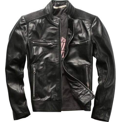 AH1910 Read Description! Asian Size Genuine Sheep Leather Jacket