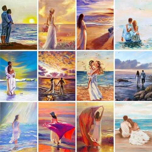 LZAIQIZG 5D DIY Full Square/Round Diamond Painting Lover By The Sea Diamond Embroidery Sale Portrait Handicraft Decor For Home