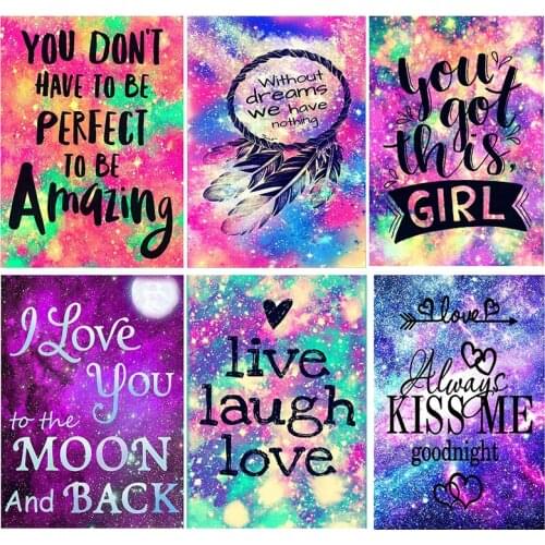 DIY Diamond Painting Encourage Phrase Words Full Drill Diamond Embroidery Mosaic Paintings Colored Text Crystal Art Home Decor