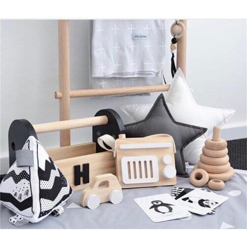 Nordic Style Kids Cute Wood Radio Baby Room Wall Tape Recorder Decorations Ornament Photography Props Christmas Best Gifts