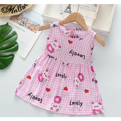 Kids Baby Girls Beautiful Cartoon Dress Princess Summer Sleeveless Mini Tutu Dress Pink Yellow Baby Girls Dress New Kids Dress