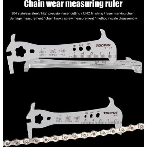 TOOPRE Bicycle Chain Wear Indicator Checker Stainless Steel Mountain Road Bike MTB Chains Gauge Measurement Ruler Cycling Tool