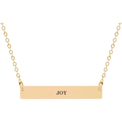 JOY Cool Enengraved Horizontal Fashion Pendant Necklace Female Bar Statement Necklace Jewelry
