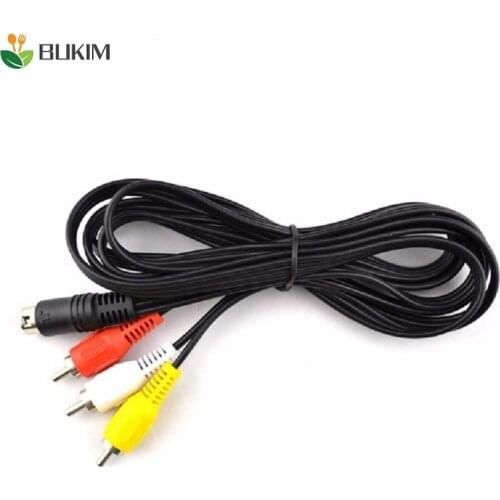 BUKIM 1.8M 3RCA to 9 pin Nickel Plated Plug Game Retro-bit AV RCA Audio Video Cable For Sega Genesis 2 3 II III Connection Cord